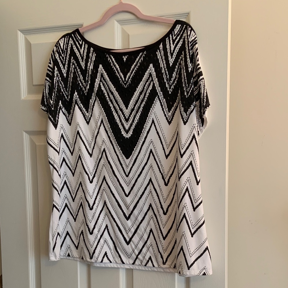 Jacqueline Smith, Black and White Zigzag Blouse